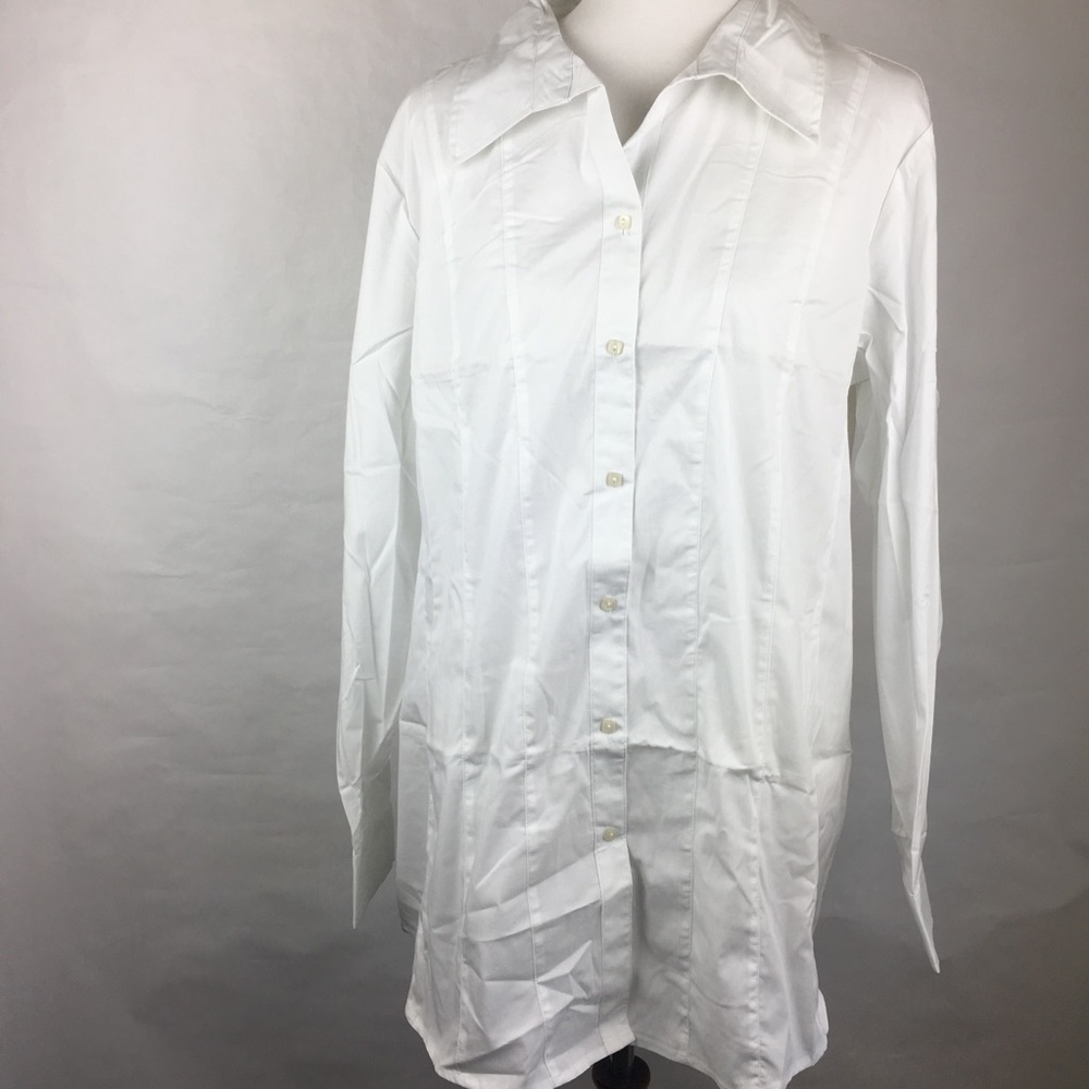 QVC Vintage Dialogue White Button Down Top